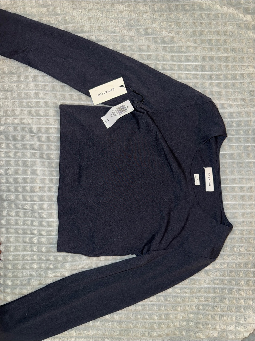 Aritzia Babaton Black Long-Sleeve Crop Top